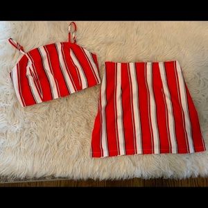 2 piece crop top skirt set